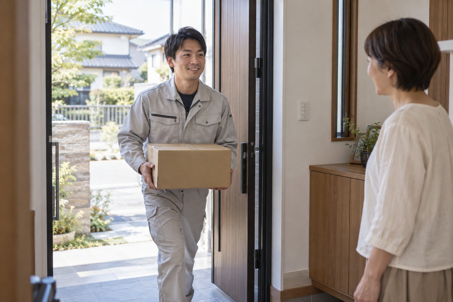 整理した箱を安全に運び出すイメージ