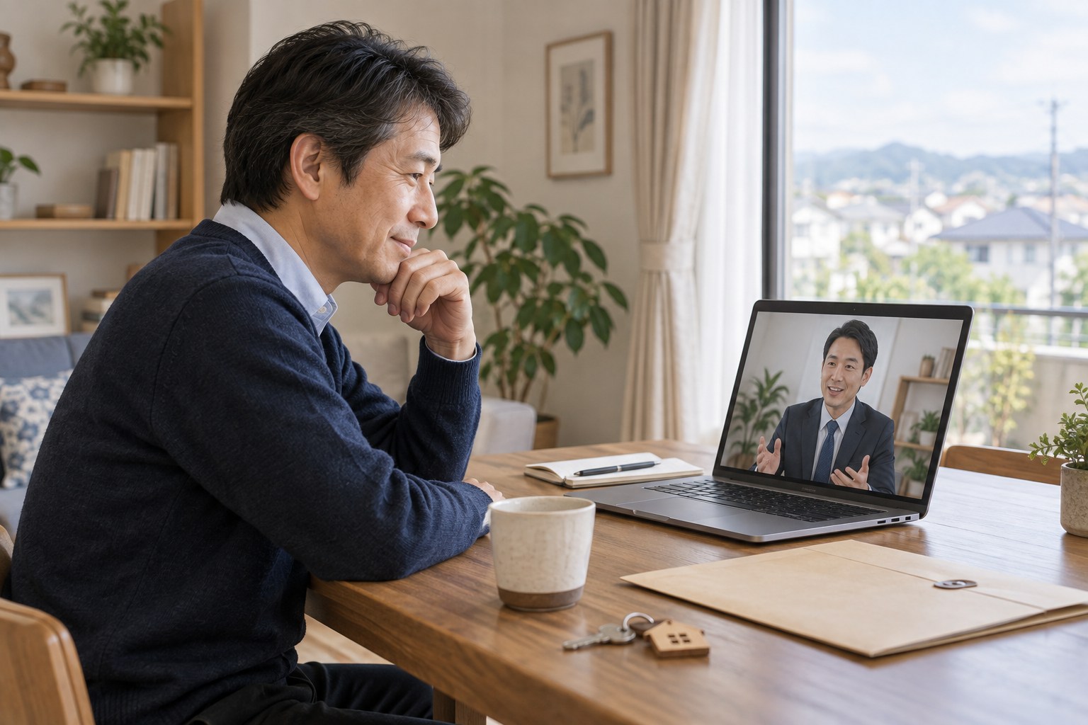 遠方の所有者がオンラインで空き家の相談をするイメージ